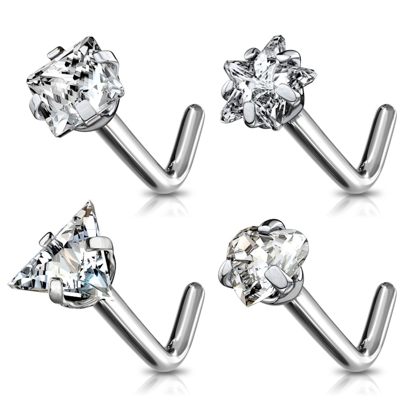 Nose ring made of titanium with stud Body Jewelry