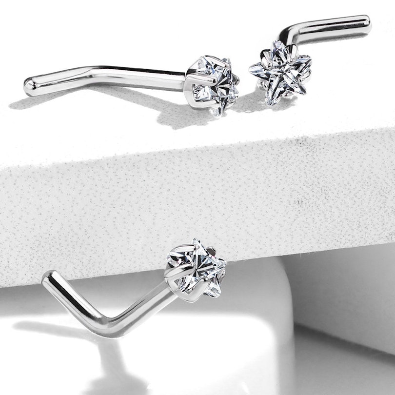 Nose ring made of titanium with stud Piercing Jewelry