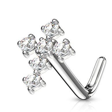 Nose ring made of 14k gold with studded cross