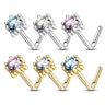 Nose ring made of 14k gold with jeweled square base Piercings