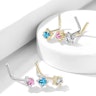 Nose ring made of 14k gold with jeweled square base Body Jewelry