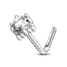 Nose ring made of 14k gold with jeweled square base Piercings