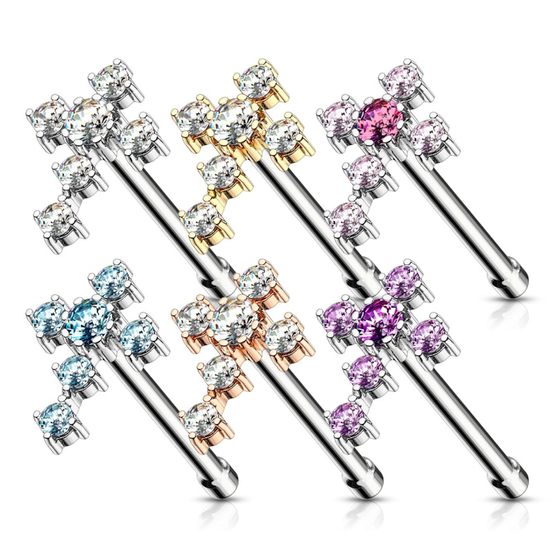 Nose stud with studded cross Piercing Jewelry