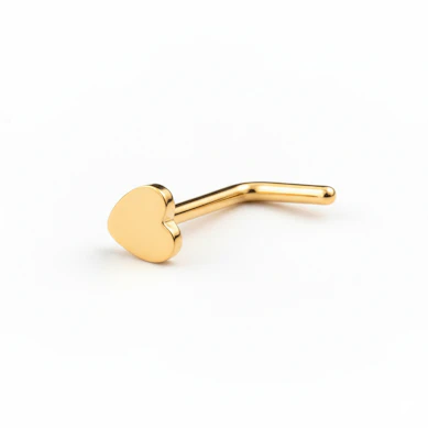 Titanium nose stud with heart