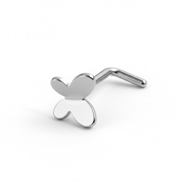 Uhanček za nos iz titana z metuljem