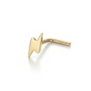 Lightning bold nose stud in titanium