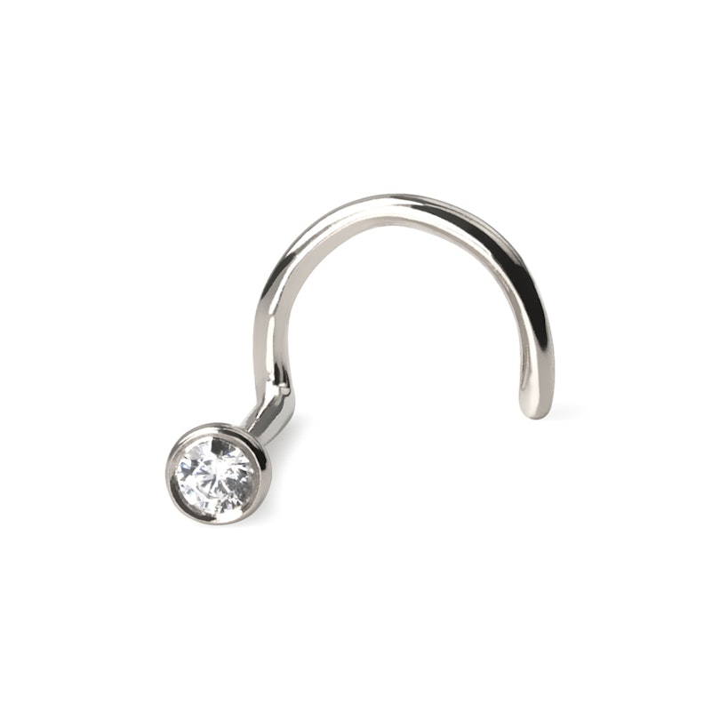 14k gold nose screw with bezel-set crystal gem Piercings