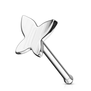 Nose stud made of solid 14k gold with butterfly