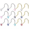 Nose screw made of 14k gold with square stone Piercing Jewelry