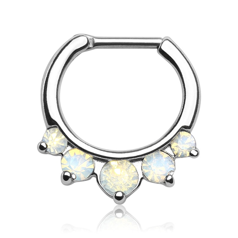 Septum clicker with big opalite stones Piercing Jewelry