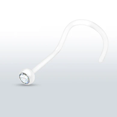 Nose screw made of ptfe with your choice of gem color
