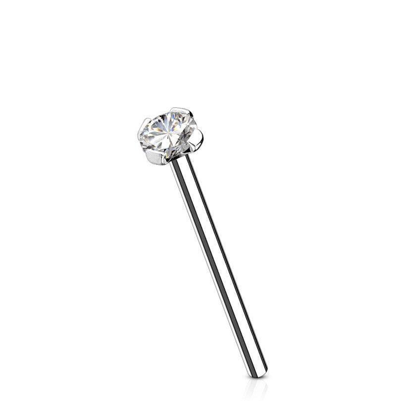 Fishtail nose stud made of 14k gold with gem Body Jewelry