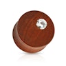 Plug of mahogany wood with stone Body Jewelry