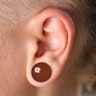 Plug of mahogany wood with stone Piercing Jewelry