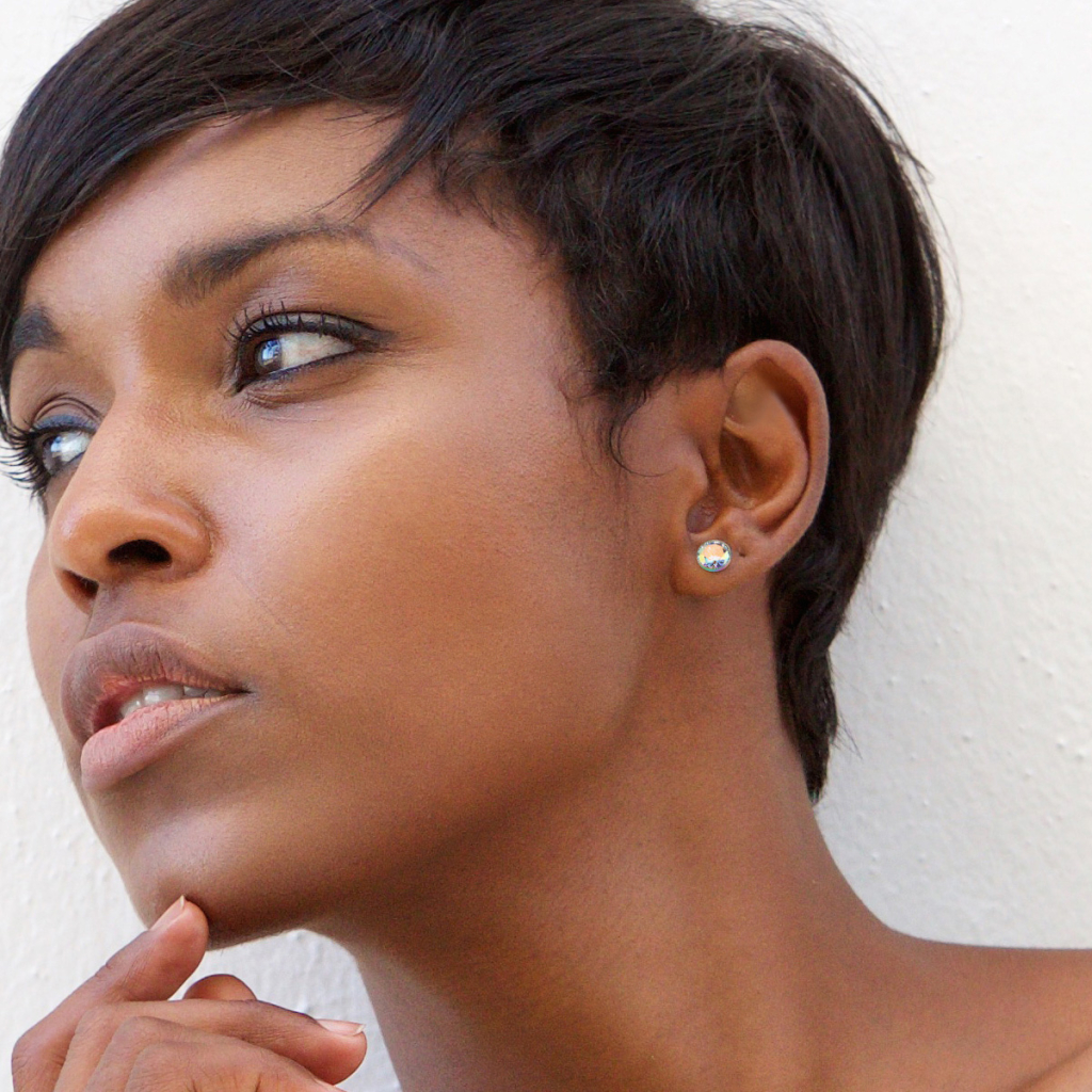 Plug titanium-plated with stone and screw thread Piercing Jewelry