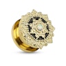 Plug with detailed front and opal stone Piercing Jewelry