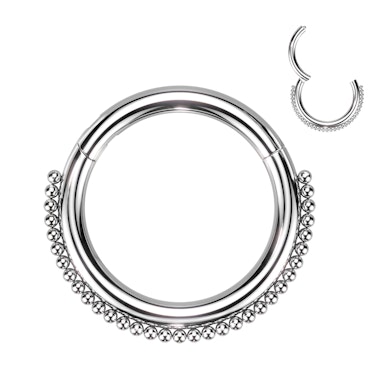 Hinged ring with beading