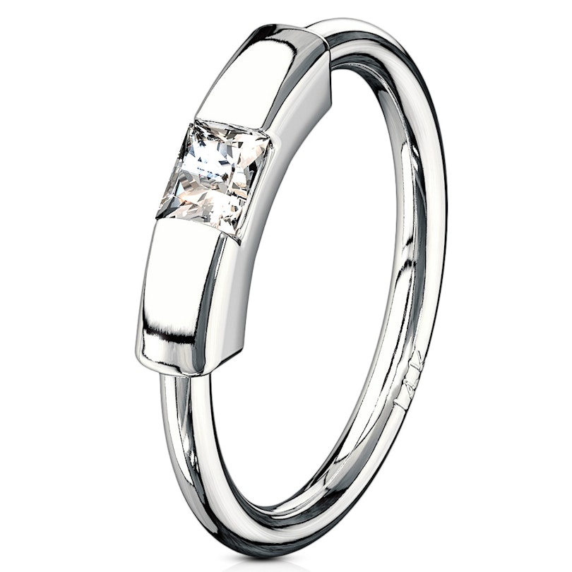 Segment ring made of 14k gold with square stone Piercing Jewelry