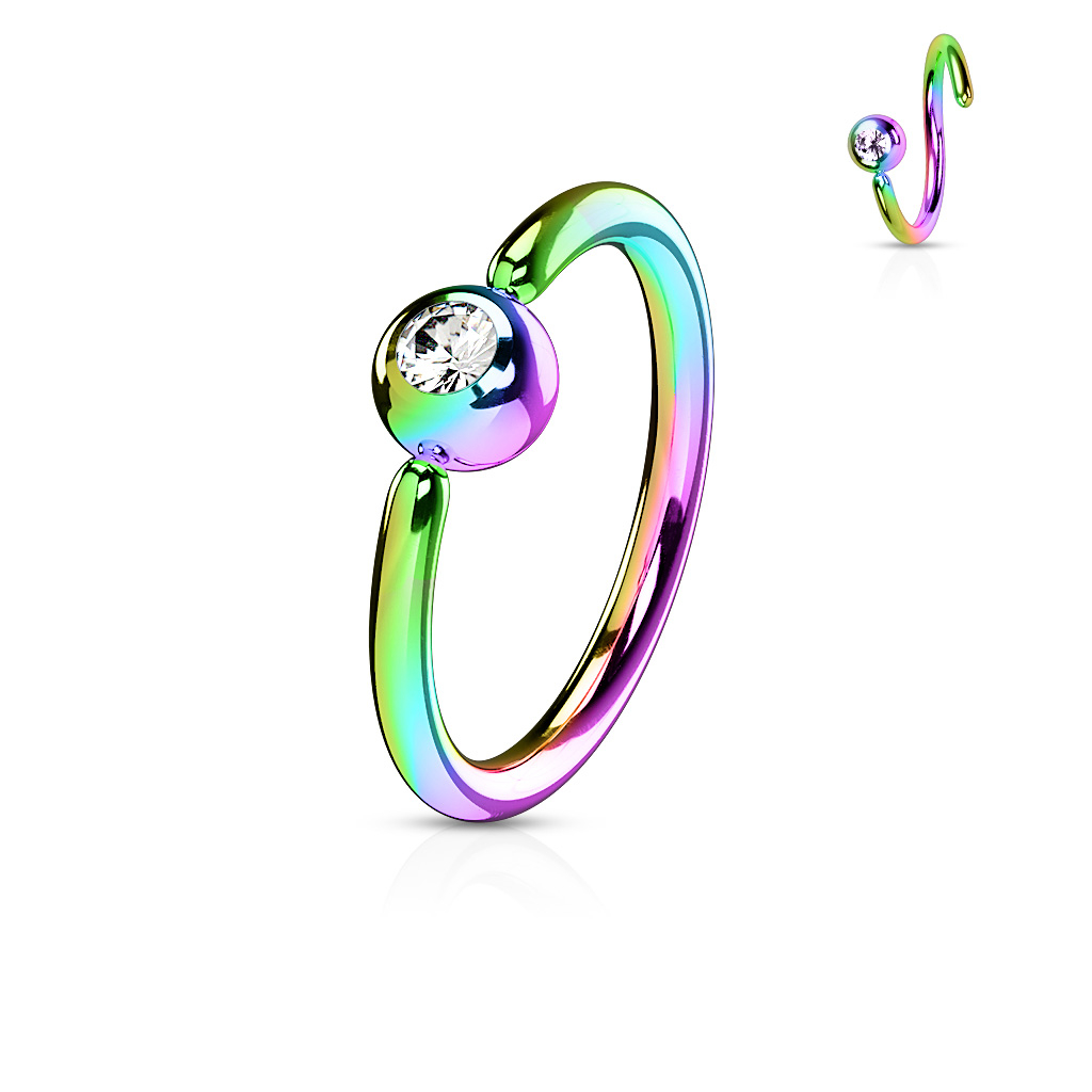 Seamless ring with fixed bezel-set ball. Piercing Jewelry