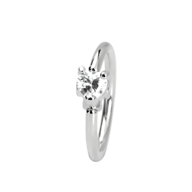 Captive bead ring with heart-shaped gem