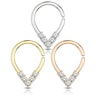 Seamless ring with top-down studded drop-shape Piercings