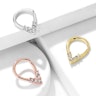 Seamless ring with top-down studded drop-shape Piercings
