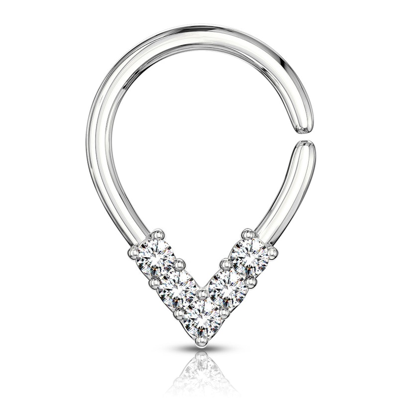 Seamless ring with top-down studded drop-shape Body Jewelry