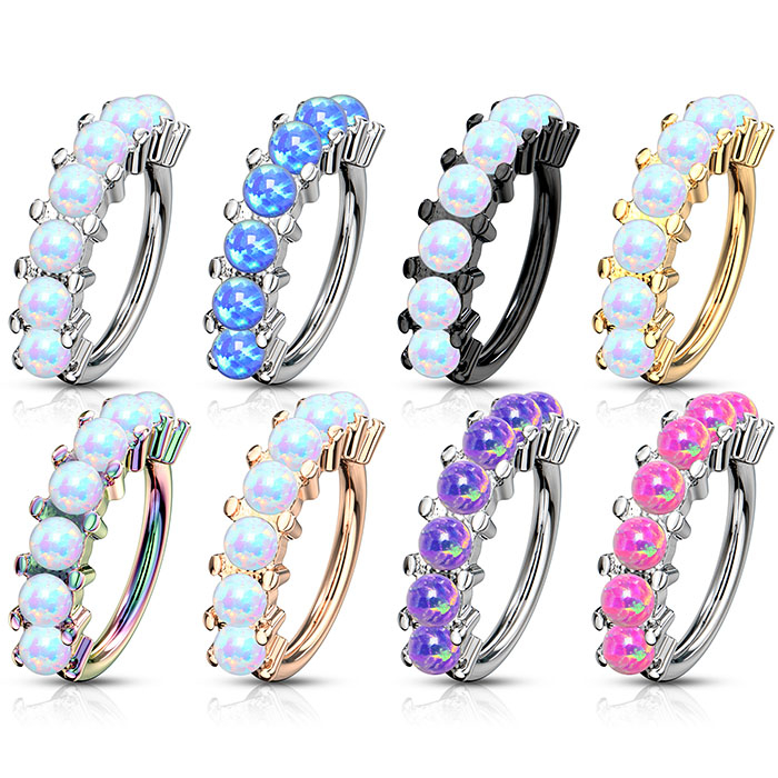 Ring with row of opal stones Piercing