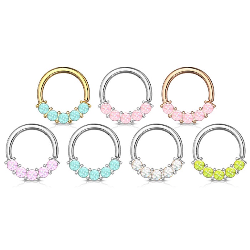 Ring with reflective stones at the front Piercing