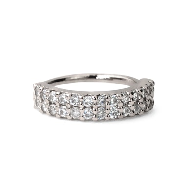 Ring with double row of clear stones