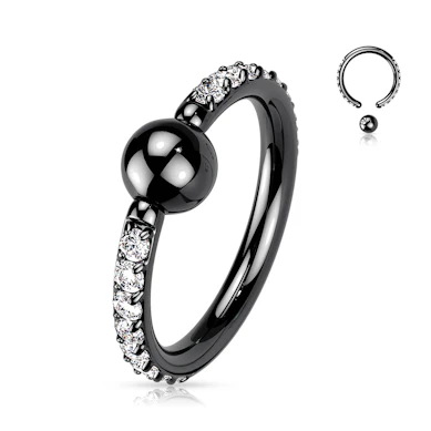 Titanium captive bead ring with CZ stones on each side.