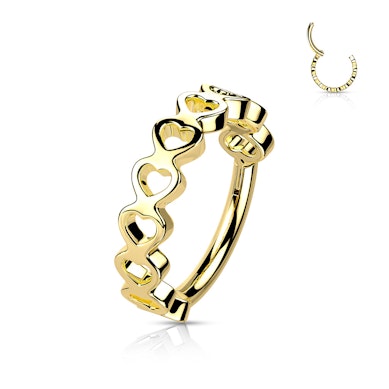 Hinged segment ring with side facing hearts