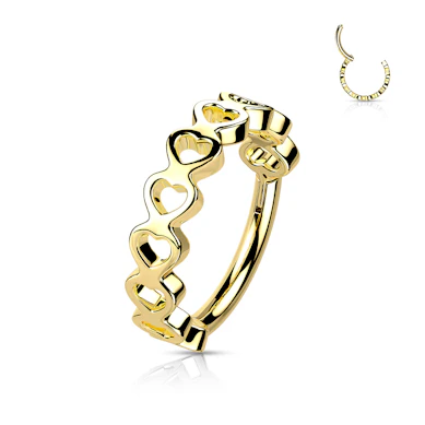 Hinged segment ring with side facing hearts