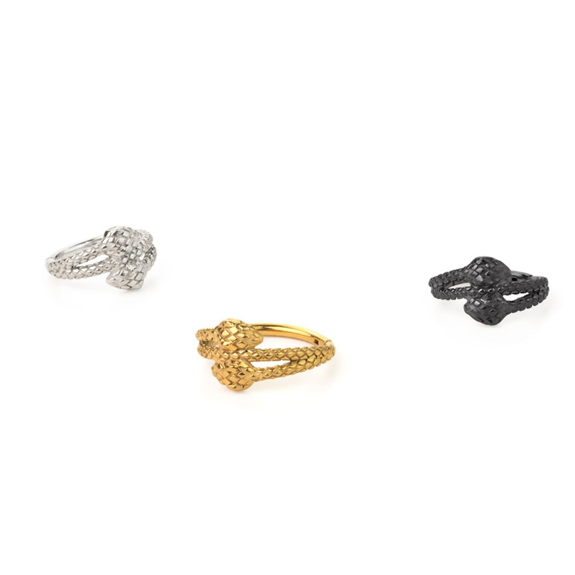 Hinged segment ring with double snake head Piercing Jewelry