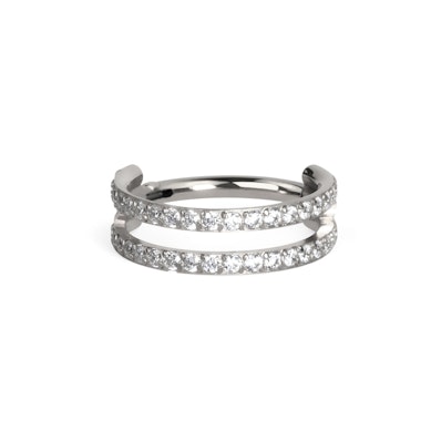 Titanium double ring with stones