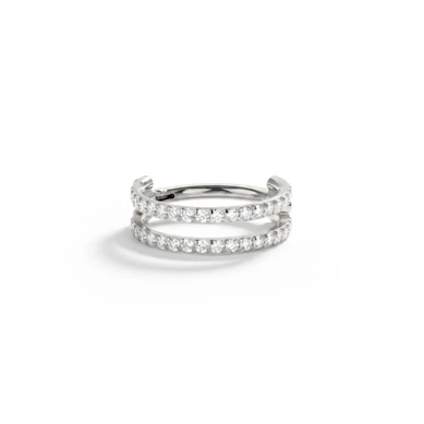 Titanium double ring with stones