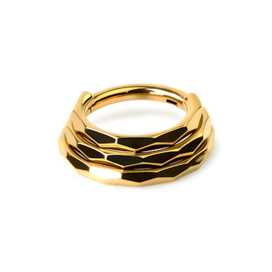 Triple look multi faceted ring in titanium