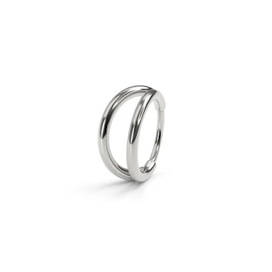 Double hooped ring in titanium