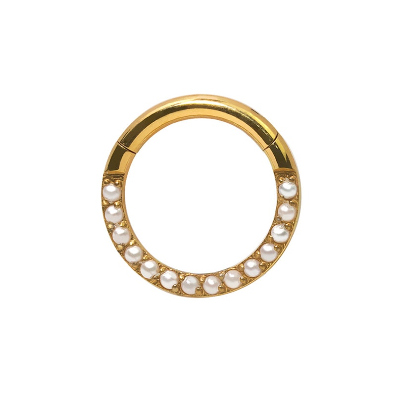 Titanium ring with forward facing pearls Piercing Jewelry
