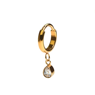 Titanium ring with teardrop dangle