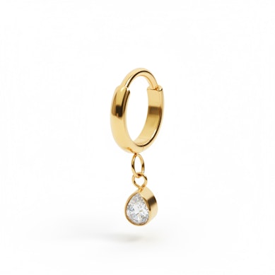 Titanium ring with teardrop dangle