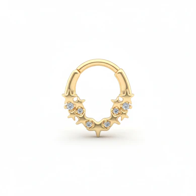 Forward facing ring with stars and stones