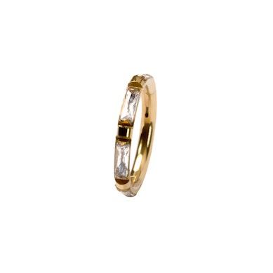 Titanium ring with baguette cut stones