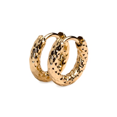 Pair of hammered hoop huggy earrings