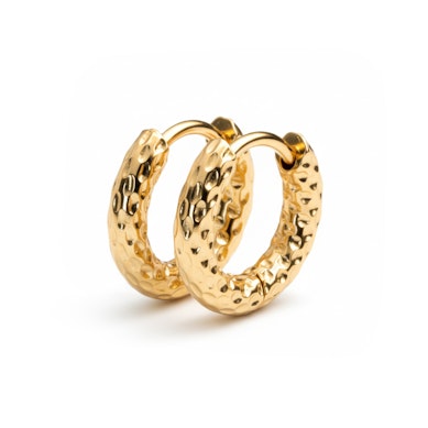 Pair of hammered hoop huggy earrings