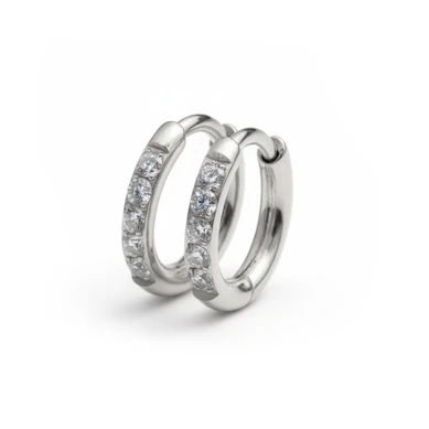 Pair of titanium huggie rings with gemstones