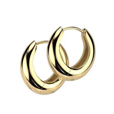 Pair of mirror polished wide hinged hoops