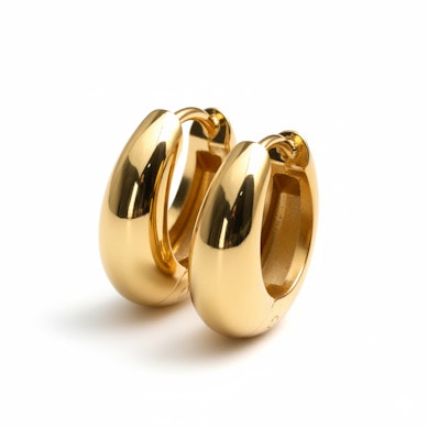 Pair of mirror polished wide hinged hoops