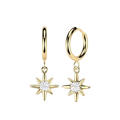 Pair of huggies with sunburst dangle