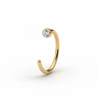 Titanium open hoop with gemstone